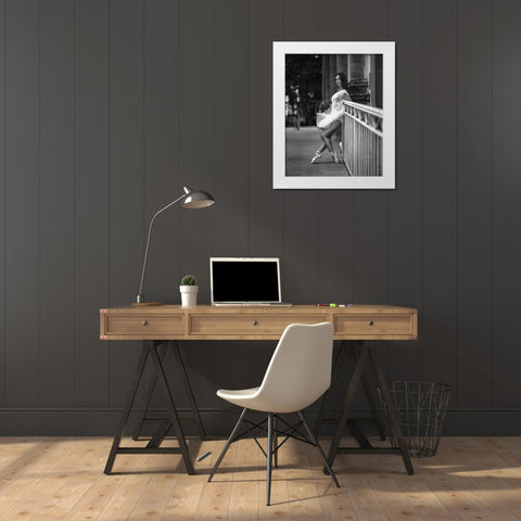 Ballerina BW White Modern Wood Framed Art Print by Nanev, Vasil