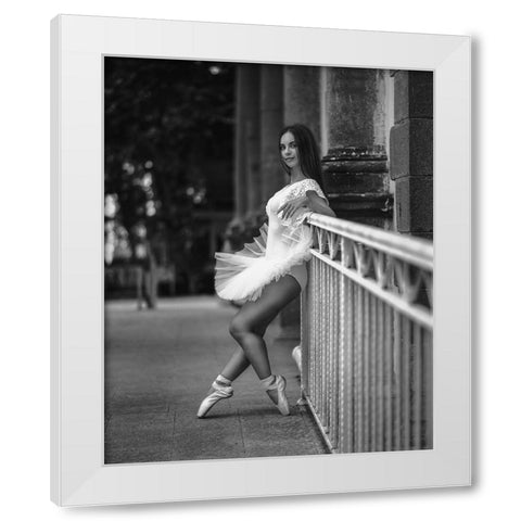 Ballerina BW White Modern Wood Framed Art Print by Nanev, Vasil
