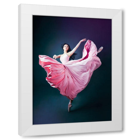 The Pink White Modern Wood Framed Art Print by Meng, Mia