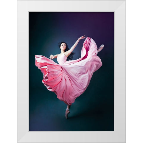 The Pink White Modern Wood Framed Art Print by Meng, Mia