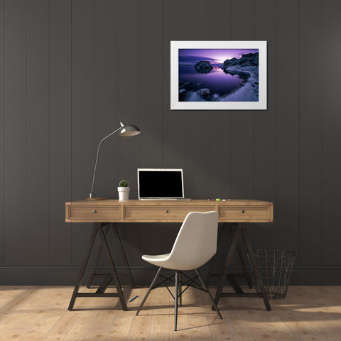 Ortus Solis White Modern Wood Framed Art Print by Ingibergsson, Bragi