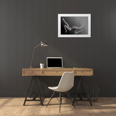 Novelty Striped Four-Leggs No 2 White Modern Wood Framed Art Print by Batzdorf, Erhard