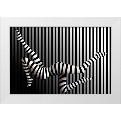 Novelty Striped Four-Leggs No 2 White Modern Wood Framed Art Print by Batzdorf, Erhard