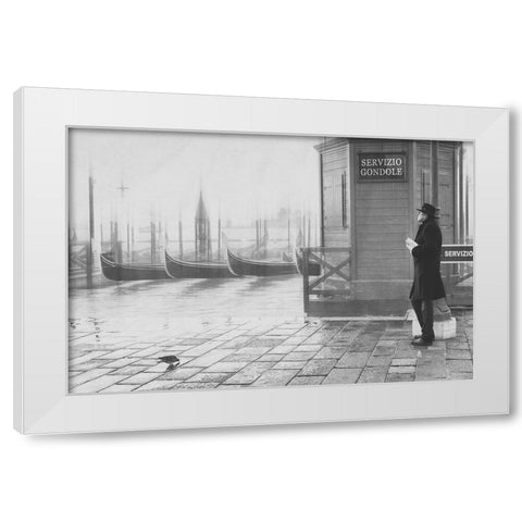 Waiting For The Service White Modern Wood Framed Art Print by Schleicher-Schwarz, Roswitha