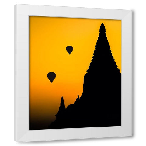 Sunrise in Bagan White Modern Wood Framed Art Print by Ziomek, Witold