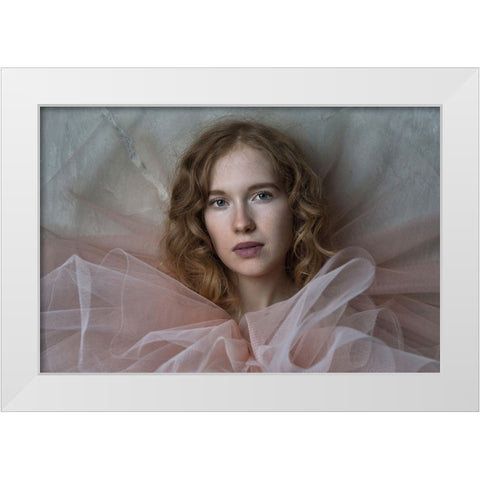 Red Hair White Modern Wood Framed Art Print by Franke, Ruth