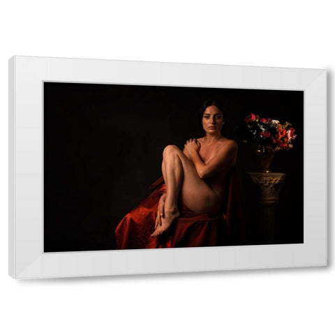 She Staring At Me White Modern Wood Framed Art Print by Raskin, Moris