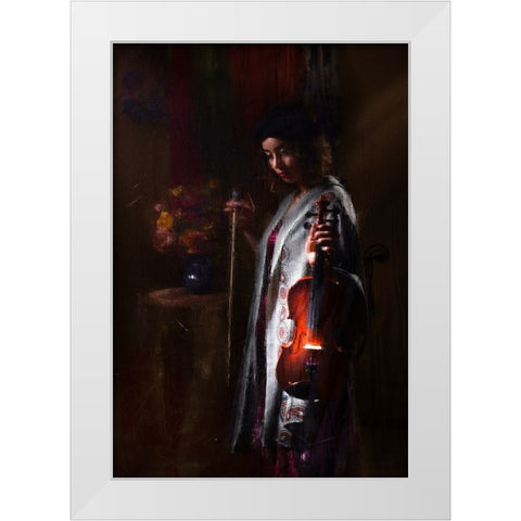Musician White Modern Wood Framed Art Print by Marjanmashhadi