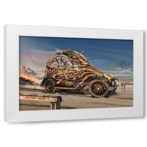 Do Not Cross White Modern Wood Framed Art Print by Penchev, Radoslav