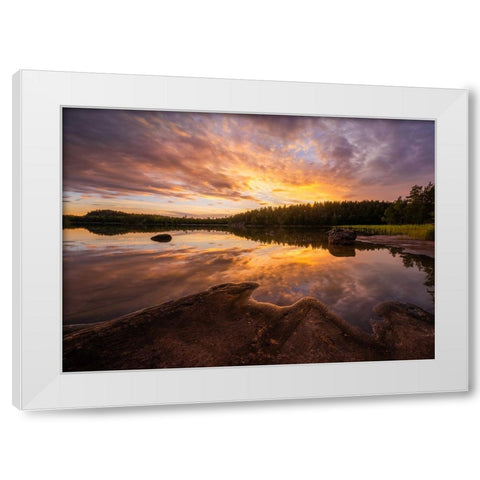 Forest Lake White Modern Wood Framed Art Print by Lindsten, Christian