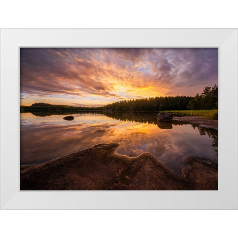 Forest Lake White Modern Wood Framed Art Print by Lindsten, Christian