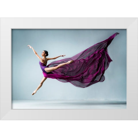 Dance In Purple White Modern Wood Framed Art Print by Suharini, Mieke