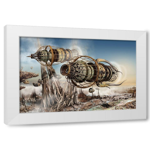 A Memory From The Future White Modern Wood Framed Art Print by Penchev, Radoslav