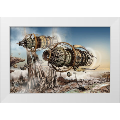 A Memory From The Future White Modern Wood Framed Art Print by Penchev, Radoslav