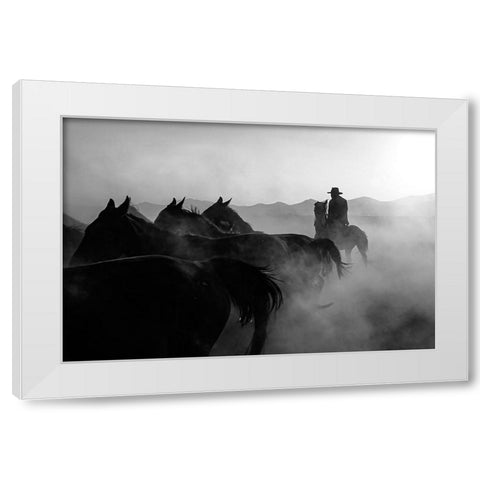 horses White Modern Wood Framed Art Print by Bilgin, Zuhdu