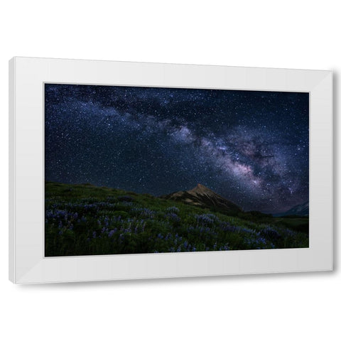 Night Sky Over A Mountain Ridge White Modern Wood Framed Art Print by Cai, James