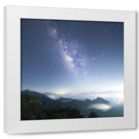 Moon Kiss Milkyway White Modern Wood Framed Art Print by Hu, Ke