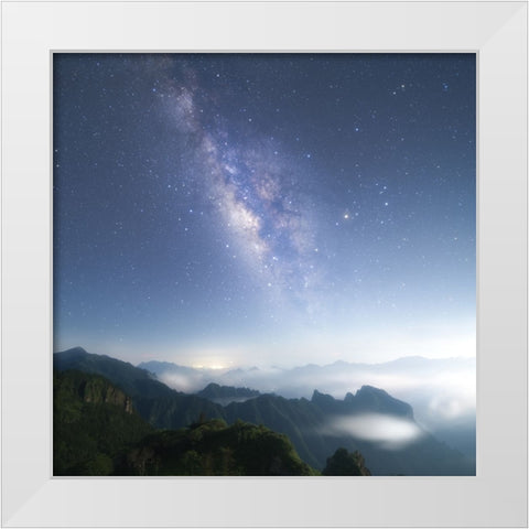 Moon Kiss Milkyway White Modern Wood Framed Art Print by Hu, Ke