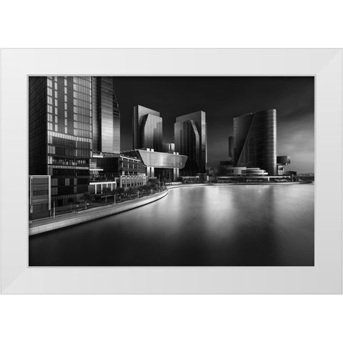 Al Mariyah Island White Modern Wood Framed Art Print by Mathew, Jobin