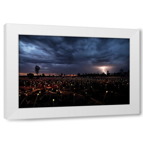 Lightning Crashes White Modern Wood Framed Art Print by Sowter, Ashley