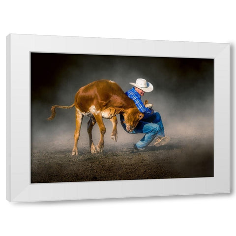 Wrestling Down White Modern Wood Framed Art Print by Ma, Frank