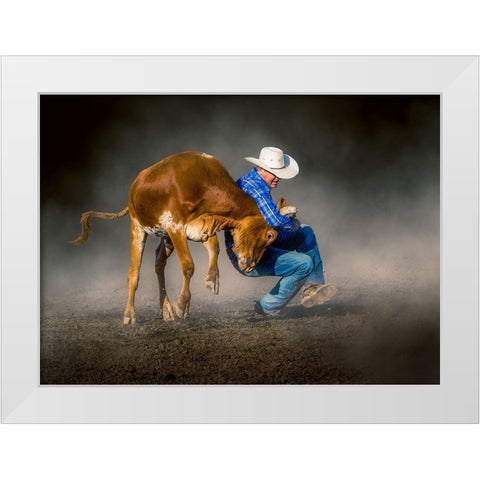 Wrestling Down White Modern Wood Framed Art Print by Ma, Frank