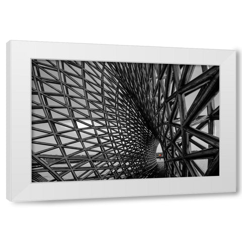 Steel structure building 6 White Modern Wood Framed Art Print by Konglingming