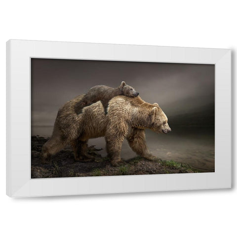 Babybear White Modern Wood Framed Art Print by Egger, Marcel