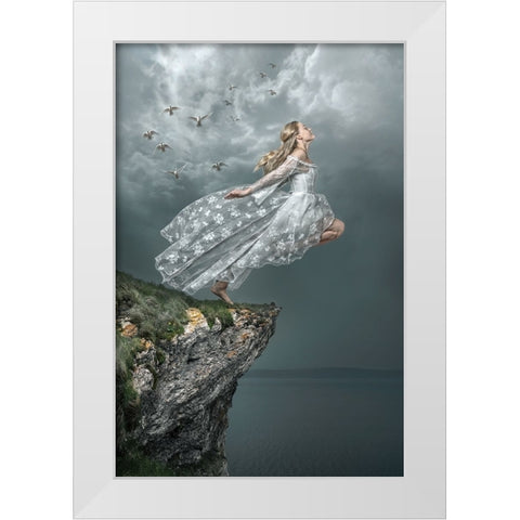 Jumpfree White Modern Wood Framed Art Print by Egger, Marcel