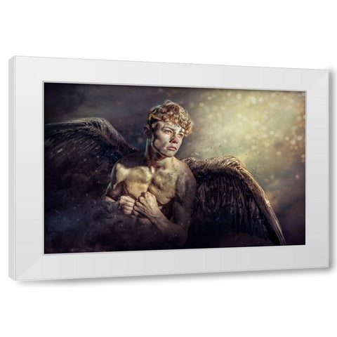 Fallenangel White Modern Wood Framed Art Print by Egger, Marcel