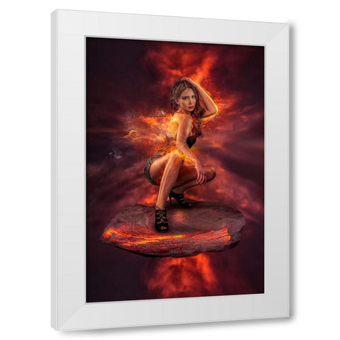 Firegirl White Modern Wood Framed Art Print by Egger, Marcel