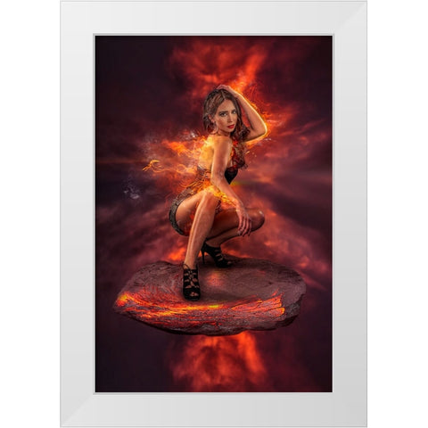 Firegirl White Modern Wood Framed Art Print by Egger, Marcel