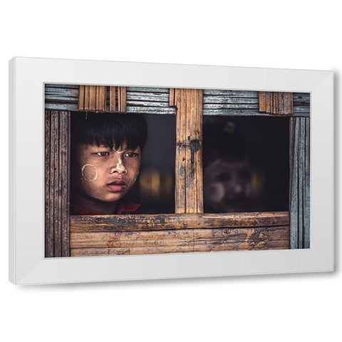 Look Through The Window White Modern Wood Framed Art Print by Tagliarino, Marco