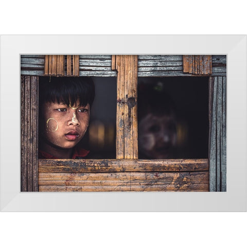 Look Through The Window White Modern Wood Framed Art Print by Tagliarino, Marco