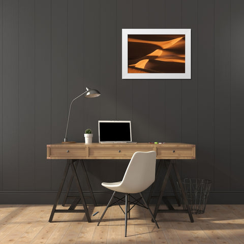 The Sand Dune Ladder White Modern Wood Framed Art Print by Qiu, Jenny