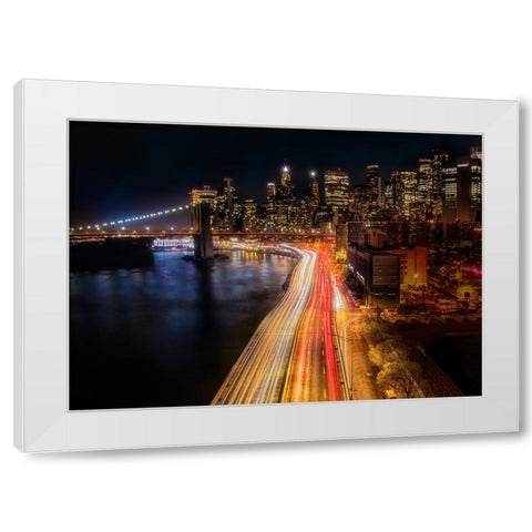 Never Sleep City White Modern Wood Framed Art Print by Liang, Ken