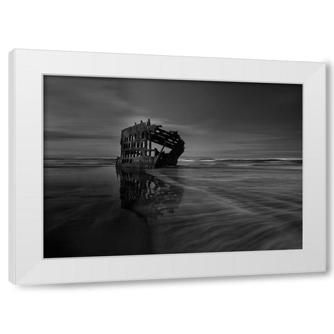 The Wreck Of The Peter Iredale White Modern Wood Framed Art Print by Ji, Shirley