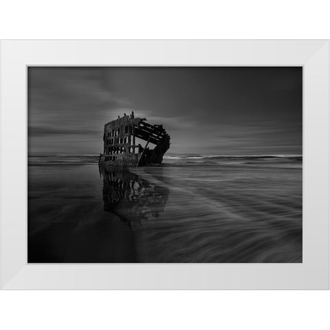 The Wreck Of The Peter Iredale White Modern Wood Framed Art Print by Ji, Shirley