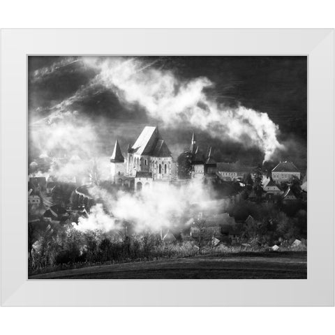 Biertan White Modern Wood Framed Art Print by Prioteasa, Sebastian