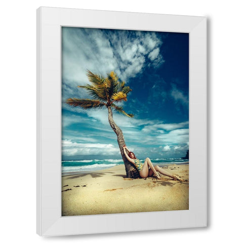 All I need is a palm tree and a cool breeze White Modern Wood Framed Art Print by Bolgov (Axe), Ruslan
