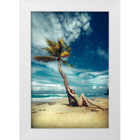 All I need is a palm tree and a cool breeze White Modern Wood Framed Art Print by Bolgov (Axe), Ruslan