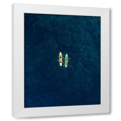 Canoes White Modern Wood Framed Art Print by Ziomek, Witold