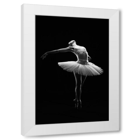 Ballet in the dark White Modern Wood Framed Art Print by Suntiniwat, Pattanawit