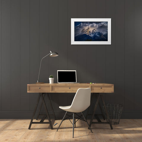 A Beam Of Sunlight White Modern Wood Framed Art Print by Ren Rong, Raymond