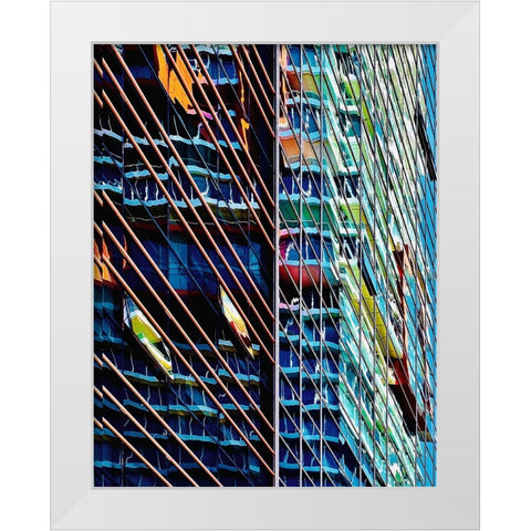 Reflections in glass - Ramat Gan White Modern Wood Framed Art Print by Orbach, Arnon