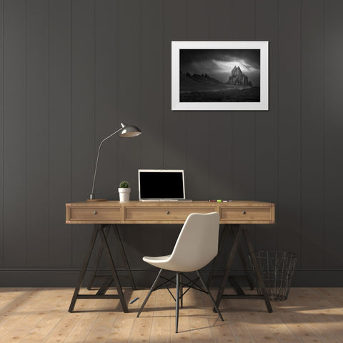 Ship Rock White Modern Wood Framed Art Print by Ji, Shirley