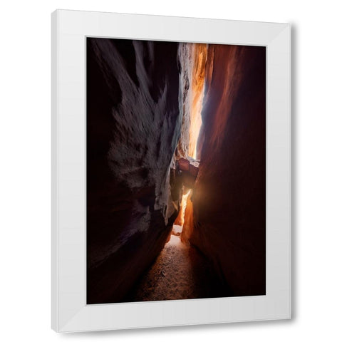 Rock And Hard Place White Modern Wood Framed Art Print by Fan, John