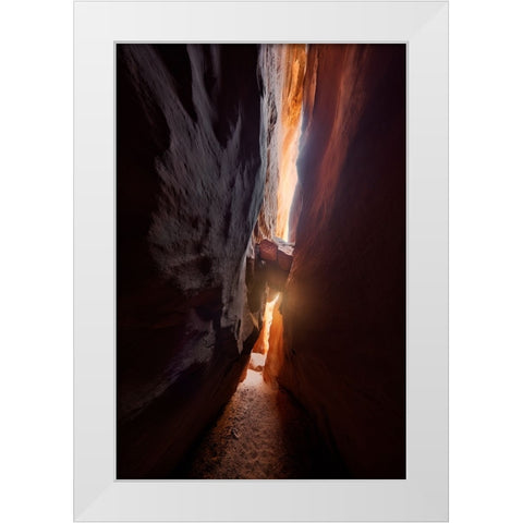 Rock And Hard Place White Modern Wood Framed Art Print by Fan, John