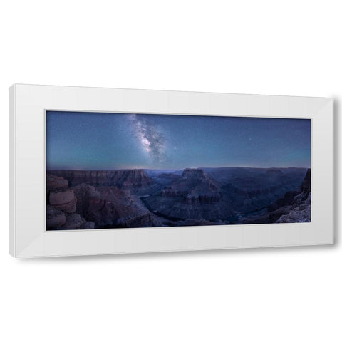 Grand Canyon And Milky Way White Modern Wood Framed Art Print by Wei, Willa
