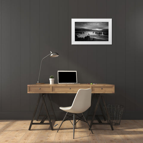 Godafoss White Modern Wood Framed Art Print by Guo, David